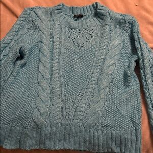 Talbots Pale Blue Cable-Knit Crewneck Sweater